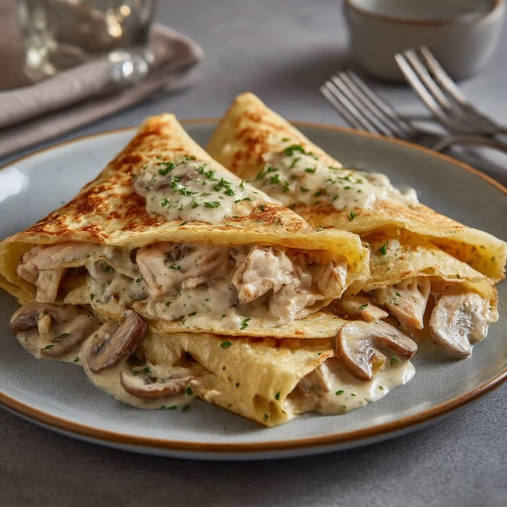Crêpe poulet champignons